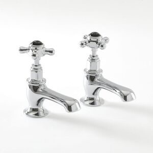 Milano Elizabeth Bathroom Basin Pillar Taps - Chrome & Black (Crosshead Handles) Milano Elizabeth Bathroom Basin Pillar Taps - Chrome & Black (Crosshead Handles)