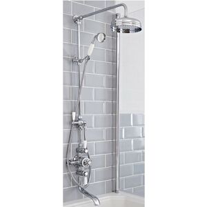 Milano - Elizabeth - Traditional Grand Rigid Riser with 3 Outlet Exposed Triple Thermostatic Mixer Shower Valve Round Rainfall Shower Head Hand Milano - Elizabeth - Traditional Grand Rigid Riser with 3 Outlet Exposed Triple Thermostatic Mixer Shower Valve Round Rainfall Shower Head Hand