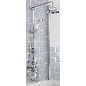 Milano - Elizabeth - Traditional Grand Rigid Riser with 3 Outlet Exposed Triple Thermostatic Shower Valve Round Rainfall Shower Head Hand Shower Milano - Elizabeth - Traditional Grand Rigid Riser with 3 Outlet Exposed Triple Thermostatic Shower Valve Round Rainfall Shower Head Hand Shower