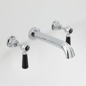 No Brand - Milano Elizabeth - Traditional Wall Mounted 3 Tap-Hole Basin Mixer Tap - Chrome & Black (Lever Handles) No Brand - Milano Elizabeth - Traditional Wall Mounted 3 Tap-Hole Basin Mixer Tap - Chrome & Black (Lever Handles)