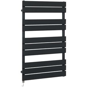 Milano - Lustro Electric - Modern Black Flat Panel Heated Towel Rail Radiator with Simple Heating Element - 975mm x 600mm Milano - Lustro Electric - Modern Black Flat Panel Heated Towel Rail Radiator with Simple Heating Element - 975mm x 600mm
