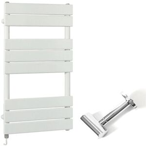 Milano - Lustro Electric - Modern White Flat Panel Heated Towel Rail Radiator with Simple Heating Element and Cable Cover - 825mm x 450mm Milano - Lustro Electric - Modern White Flat Panel Heated Towel Rail Radiator with Simple Heating Element and Cable Cover - 825mm x 450mm