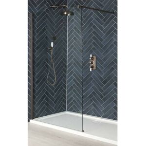 Milano Rosso Matte Bronze Recessed Walk In Wet Room Shower Enclosure with Screen Support Arm and White Tray - 1400mm x 900mm Milano Rosso Matte Bronze Recessed Walk In Wet Room Shower Enclosure with Screen Support Arm and White Tray - 1400mm x 900mm