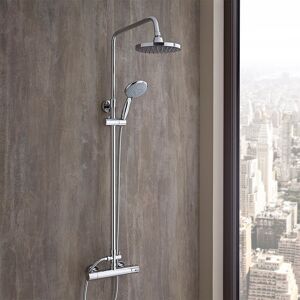 Milano - Select - Modern Round Thermostatic Bar Mixer Shower Valve with Telescopic Riser Rail&44 Round Fixed Shower Head and Hand Shower Handset Milano - Select - Modern Round Thermostatic Bar Mixer Shower Valve with Telescopic Riser Rail&44 Round Fixed Shower Head and Hand Shower Handset