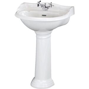 Milano Towneley White Ceramic Bathroom Basin Sink with Full Pedestal and One Tap Hole - 600mm x 500mm Milano Towneley White Ceramic Bathroom Basin Sink with Full Pedestal and One Tap Hole - 600mm x 500mm