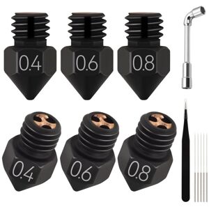 TLILY MK8 Hardened Steel High Flow Nozzle Kit,0.4mm 0.6mm 0.8mm with Cleaning Needle Speed 3D Printer Nozzles TLILY MK8 Hardened Steel High Flow Nozzle Kit,0.4mm 0.6mm 0.8mm with Cleaning Needle Speed 3D Printer Nozzles