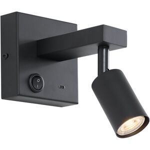 QAZQA Modern Black Wall Lamp with USB-C Tiltable - Rex QAZQA Modern Black Wall Lamp with USB-C Tiltable - Rex