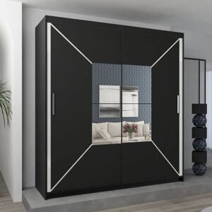 SLIDING WARDROBES 4U Modern Nicole Stylish Mirror Double Door Sliding Wardrobe 203cm - Black SLIDING WARDROBES 4U Modern Nicole Stylish Mirror Double Door Sliding Wardrobe 203cm - Black