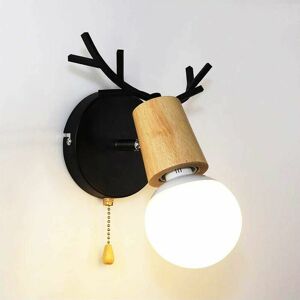 UGREAT Modern Nordic Design Deer Antler Shape Wooden Wall Sconce with Pull Switch (Black) UGREAT Modern Nordic Design Deer Antler Shape Wooden Wall Sconce with Pull Switch (Black)