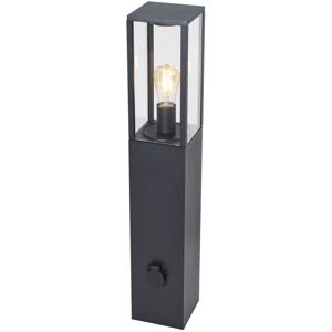 Qazqa - Modern Outdoor Floor Lamp Black 80cm with Socket IP44 - Charlois Qazqa - Modern Outdoor Floor Lamp Black 80cm with Socket IP44 - Charlois