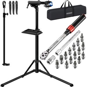 Monzana - Bike Maintenance Stand 50 kg Capacity with 1/4' Drive Torque Wrench Set Professional E-Bike Compatible Foldable, Carrying Bag, Tyre Levers Monzana - Bike Maintenance Stand 50 kg Capacity with 1/4' Drive Torque Wrench Set Professional E-Bike Compatible Foldable, Carrying Bag, Tyre Levers