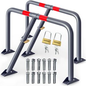 Monzana® Set of 2 Security Parking Posts for Driveways Robust Steel Car Park Barrier Bollards Retractable Down to 7.5cm 6 Keys and Padlock Extra Car Monzana® Set of 2 Security Parking Posts for Driveways Robust Steel Car Park Barrier Bollards Retractable Down to 7.5cm 6 Keys and Padlock Extra Car