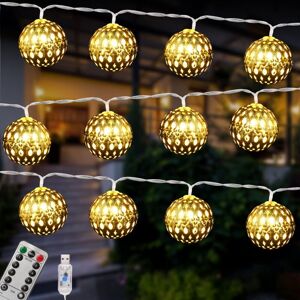 Tinor - Moroccan led String Lights, 4.5M 30 led usb 8 Lighting Modes, with Remote Control, Golden Ball, Moroccan Oriental Style Tinor - Moroccan led String Lights, 4.5M 30 led usb 8 Lighting Modes, with Remote Control, Golden Ball, Moroccan Oriental Style
