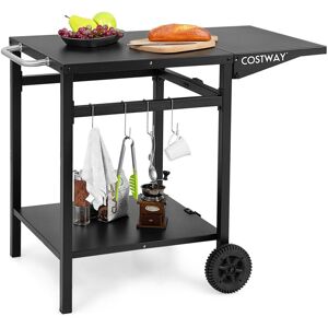 COSTWAY Movable Dining Cart Table Double-Shelf Trolley Outdoor Prep Cart Grilling Table COSTWAY Movable Dining Cart Table Double-Shelf Trolley Outdoor Prep Cart Grilling Table