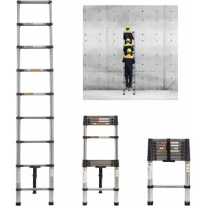 BRIEFNESS Multi-Purpose Telescoping Ladder 2.6m Heavy Duty Strong Extension Ladder 330lbs Load Capacity, EN131 Certificated, Compact Home Loft Ladder Portable BRIEFNESS Multi-Purpose Telescoping Ladder 2.6m Heavy Duty Strong Extension Ladder 330lbs Load Capacity, EN131 Certificated, Compact Home Loft Ladder Portable