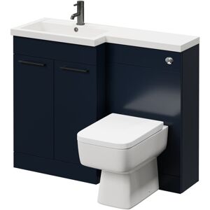 390 Combination Deep Blue 1100mm Vanity Unit Toilet Suite with Left Hand l Shaped 1 Tap Hole Basin and 2 Doors with Gunmetal Grey Handles - Napoli 390 Combination Deep Blue 1100mm Vanity Unit Toilet Suite with Left Hand l Shaped 1 Tap Hole Basin and 2 Doors with Gunmetal Grey Handles - Napoli