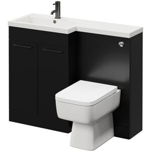 390 Combination Matt Black 1100mm Vanity Unit Toilet Suite with Left Hand l Shaped 1 Tap Hole Basin and 2 Doors with Gunmetal Grey Handles - Napoli 390 Combination Matt Black 1100mm Vanity Unit Toilet Suite with Left Hand l Shaped 1 Tap Hole Basin and 2 Doors with Gunmetal Grey Handles - Napoli