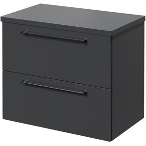 Napoli 390 Gloss Grey 600mm Wall Mounted Vanity Unit for Countertop Basins with 2 Drawers and Gunmetal Grey Handles Napoli 390 Gloss Grey 600mm Wall Mounted Vanity Unit for Countertop Basins with 2 Drawers and Gunmetal Grey Handles