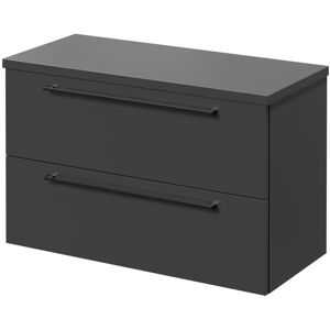 Napoli - 390 Gloss Grey 800mm Wall Mounted Vanity Unit for Countertop Basins with 2 Drawers and Gunmetal Grey Handles Napoli - 390 Gloss Grey 800mm Wall Mounted Vanity Unit for Countertop Basins with 2 Drawers and Gunmetal Grey Handles