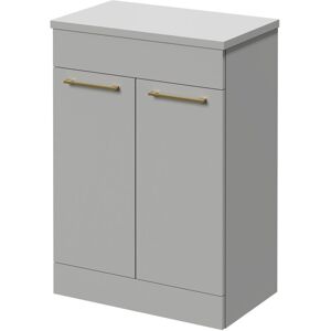 Napoli - 390 Gloss Grey Pearl 600mm Floor Standing Vanity Unit for Countertop Basins with 2 Doors and Brushed Brass Handles Napoli - 390 Gloss Grey Pearl 600mm Floor Standing Vanity Unit for Countertop Basins with 2 Doors and Brushed Brass Handles