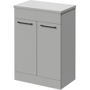 Napoli - 390 Gloss Grey Pearl 600mm Floor Standing Vanity Unit for Countertop Basins with 2 Doors and Gunmetal Grey Handles Napoli - 390 Gloss Grey Pearl 600mm Floor Standing Vanity Unit for Countertop Basins with 2 Doors and Gunmetal Grey Handles