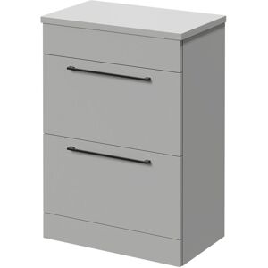 Napoli - 390 Gloss Grey Pearl 600mm Floor Standing Vanity Unit for Countertop Basins with 2 Drawers and Gunmetal Grey Handles Napoli - 390 Gloss Grey Pearl 600mm Floor Standing Vanity Unit for Countertop Basins with 2 Drawers and Gunmetal Grey Handles