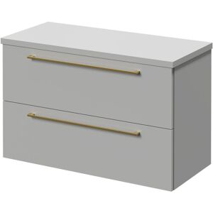 Napoli 390 Gloss Grey Pearl 800mm Wall Mounted Vanity Unit for Countertop Basins with 2 Drawers and Brushed Brass Handles Napoli 390 Gloss Grey Pearl 800mm Wall Mounted Vanity Unit for Countertop Basins with 2 Drawers and Brushed Brass Handles