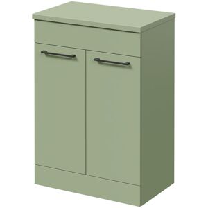 Napoli - 390 Olive Green 600mm Floor Standing Vanity Unit for Countertop Basins with 2 Doors and Matt Black Handles Napoli - 390 Olive Green 600mm Floor Standing Vanity Unit for Countertop Basins with 2 Doors and Matt Black Handles