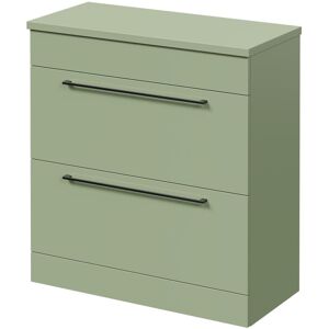 Napoli - 390 Olive Green 800mm Floor Standing Vanity Unit for Countertop Basins with 2 Drawers and Gunmetal Grey Handles Napoli - 390 Olive Green 800mm Floor Standing Vanity Unit for Countertop Basins with 2 Drawers and Gunmetal Grey Handles