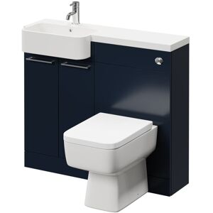 NAPOLI Combination Deep Blue 1000mm Vanity Unit Toilet Suite with Left Hand Round Semi Recessed 1 Tap Hole Basin and 2 Doors with Polished Chrome Handles NAPOLI Combination Deep Blue 1000mm Vanity Unit Toilet Suite with Left Hand Round Semi Recessed 1 Tap Hole Basin and 2 Doors with Polished Chrome Handles