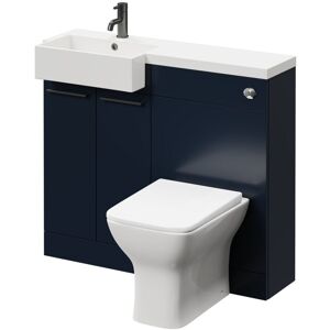 NAPOLI Combination Deep Blue 1000mm Vanity Unit Toilet Suite with Left Hand Square Semi Recessed 1 Tap Hole Basin and 2 Doors with Gunmetal Grey Handles NAPOLI Combination Deep Blue 1000mm Vanity Unit Toilet Suite with Left Hand Square Semi Recessed 1 Tap Hole Basin and 2 Doors with Gunmetal Grey Handles
