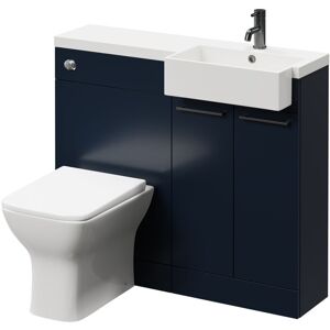 NAPOLI Combination Deep Blue 1000mm Vanity Unit Toilet Suite with Right Hand Square Semi Recessed 1 Tap Hole Basin and 2 Doors with Gunmetal Grey Handles NAPOLI Combination Deep Blue 1000mm Vanity Unit Toilet Suite with Right Hand Square Semi Recessed 1 Tap Hole Basin and 2 Doors with Gunmetal Grey Handles
