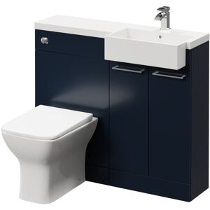 NAPOLI Combination Deep Blue 1000mm Vanity Unit Toilet Suite with Right Hand Square Semi Recessed 1 Tap Hole Basin and 2 Doors with Polished Chrome Handles NAPOLI Combination Deep Blue 1000mm Vanity Unit Toilet Suite with Right Hand Square Semi Recessed 1 Tap Hole Basin and 2 Doors with Polished Chrome Handles