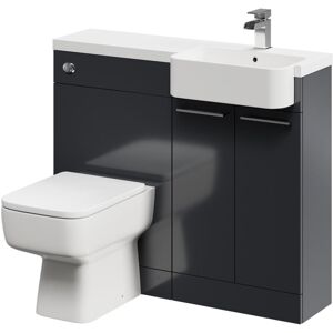 NAPOLI Combination Gloss Grey 1000mm Vanity Unit Toilet Suite with Right Hand Round Semi Recessed 1 Tap Hole Basin and 2 Doors with Polished Chrome Handles NAPOLI Combination Gloss Grey 1000mm Vanity Unit Toilet Suite with Right Hand Round Semi Recessed 1 Tap Hole Basin and 2 Doors with Polished Chrome Handles