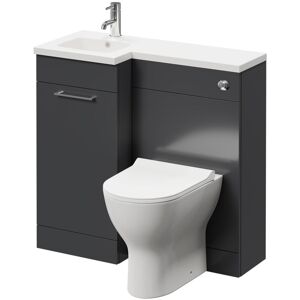 NAPOLI Combination Gloss Grey 900mm Vanity Unit Toilet Suite with Left Hand l Shaped 1 Tap Hole Round Basin and Single Door with Polished Chrome Handle NAPOLI Combination Gloss Grey 900mm Vanity Unit Toilet Suite with Left Hand l Shaped 1 Tap Hole Round Basin and Single Door with Polished Chrome Handle