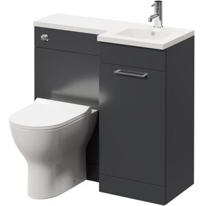 NAPOLI Combination Gloss Grey 900mm Vanity Unit Toilet Suite with Right Hand l Shaped 1 Tap Hole Round Basin and Single Door with Polished Chrome Handle NAPOLI Combination Gloss Grey 900mm Vanity Unit Toilet Suite with Right Hand l Shaped 1 Tap Hole Round Basin and Single Door with Polished Chrome Handle