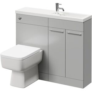 Combination Gloss Grey Pearl 1000mm Vanity Unit Toilet Suite with Slimline 1 Tap Hole Basin and 2 Doors with Polished Chrome Handles - Napoli Combination Gloss Grey Pearl 1000mm Vanity Unit Toilet Suite with Slimline 1 Tap Hole Basin and 2 Doors with Polished Chrome Handles - Napoli