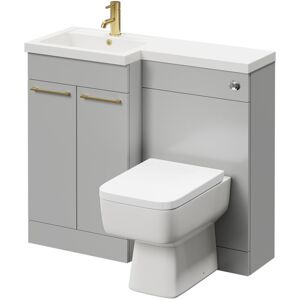 Napoli Combination Gloss Grey Pearl 1000mm Vanity Unit Toilet Suite with Left Hand L Shaped 1 Tap Hole Basin and 2 Doors with Brushed Brass Handles Napoli Combination Gloss Grey Pearl 1000mm Vanity Unit Toilet Suite with Left Hand L Shaped 1 Tap Hole Basin and 2 Doors with Brushed Brass Handles