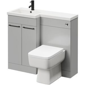 Napoli Combination Gloss Grey Pearl 1000mm Vanity Unit Toilet Suite with Left Hand L Shaped 1 Tap Hole Basin and 2 Doors with Matt Black Handles Napoli Combination Gloss Grey Pearl 1000mm Vanity Unit Toilet Suite with Left Hand L Shaped 1 Tap Hole Basin and 2 Doors with Matt Black Handles
