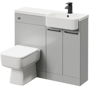 NAPOLI Combination Gloss Grey Pearl 1000mm Vanity Unit Toilet Suite with Right Hand Round Semi Recessed 1 Tap Hole Basin and 2 Doors with Matt Black Handles NAPOLI Combination Gloss Grey Pearl 1000mm Vanity Unit Toilet Suite with Right Hand Round Semi Recessed 1 Tap Hole Basin and 2 Doors with Matt Black Handles