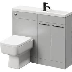Combination Gloss Grey Pearl 1000mm Vanity Unit Toilet Suite with Slimline 1 Tap Hole Basin and 2 Doors with Matt Black Handles - Napoli Combination Gloss Grey Pearl 1000mm Vanity Unit Toilet Suite with Slimline 1 Tap Hole Basin and 2 Doors with Matt Black Handles - Napoli