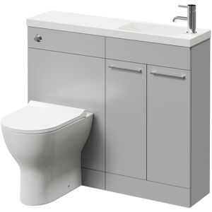 Combination Gloss Grey Pearl 1000mm Vanity Unit Toilet Suite with Slimline 1 Tap Hole Round Basin and 2 Doors with Polished Chrome Handles - Napoli Combination Gloss Grey Pearl 1000mm Vanity Unit Toilet Suite with Slimline 1 Tap Hole Round Basin and 2 Doors with Polished Chrome Handles - Napoli