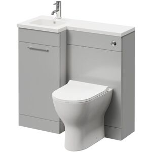 NAPOLI Combination Gloss Grey Pearl 900mm Vanity Unit Toilet Suite with Left Hand l Shaped 1 Tap Hole Round Basin and Single Door with Polished Chrome NAPOLI Combination Gloss Grey Pearl 900mm Vanity Unit Toilet Suite with Left Hand l Shaped 1 Tap Hole Round Basin and Single Door with Polished Chrome