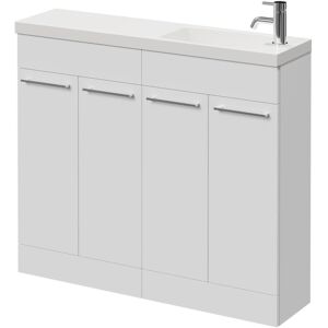 Combination Gloss White 1000mm Floor Standing Vanity Unit with Slimline 1 Tap Hole Round Basin and 4 Doors with Chrome Handles - Napoli Combination Gloss White 1000mm Floor Standing Vanity Unit with Slimline 1 Tap Hole Round Basin and 4 Doors with Chrome Handles - Napoli
