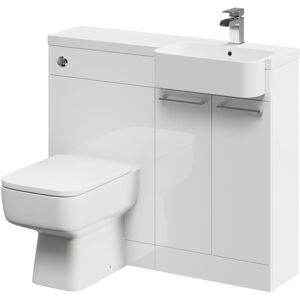 NAPOLI Combination Gloss White 1000mm Vanity Unit Toilet Suite with Right Hand Round Semi Recessed 1 Tap Hole Basin and 2 Doors with Polished Chrome Handles NAPOLI Combination Gloss White 1000mm Vanity Unit Toilet Suite with Right Hand Round Semi Recessed 1 Tap Hole Basin and 2 Doors with Polished Chrome Handles