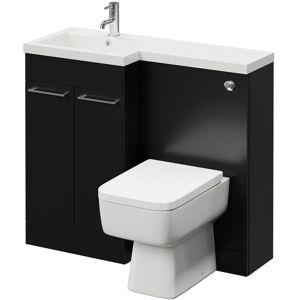 Napoli Combination Matt Black 1000mm Vanity Unit Toilet Suite with Left Hand L Shaped 1 Tap Hole Basin and 2 Doors with Chrome Handles Napoli Combination Matt Black 1000mm Vanity Unit Toilet Suite with Left Hand L Shaped 1 Tap Hole Basin and 2 Doors with Chrome Handles