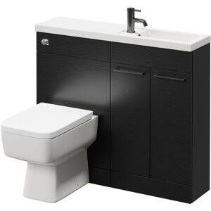 Combination Nero Oak 1000mm Vanity Unit Toilet Suite with Slimline 1 Tap Hole Basin and 2 Doors with Gunmetal Grey Handles - Napoli Combination Nero Oak 1000mm Vanity Unit Toilet Suite with Slimline 1 Tap Hole Basin and 2 Doors with Gunmetal Grey Handles - Napoli