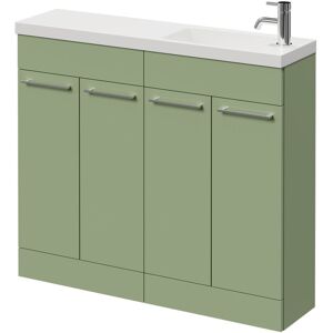 Napoli - Combination Olive Green 1000mm Floor Standing Vanity Unit with Slimline 1 Tap Hole Round Basin and 4 Doors with Chrome Handles Napoli - Combination Olive Green 1000mm Floor Standing Vanity Unit with Slimline 1 Tap Hole Round Basin and 4 Doors with Chrome Handles