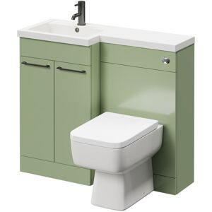 Napoli Combination Olive Green 1000mm Vanity Unit Toilet Suite with Left Hand L Shaped 1 Tap Hole Basin and 2 Doors with Gunmetal Grey Handles Napoli Combination Olive Green 1000mm Vanity Unit Toilet Suite with Left Hand L Shaped 1 Tap Hole Basin and 2 Doors with Gunmetal Grey Handles