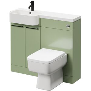 NAPOLI Combination Olive Green 1000mm Vanity Unit Toilet Suite with Left Hand Round Semi Recessed 1 Tap Hole Basin and 2 Doors with Matt Black Handles NAPOLI Combination Olive Green 1000mm Vanity Unit Toilet Suite with Left Hand Round Semi Recessed 1 Tap Hole Basin and 2 Doors with Matt Black Handles